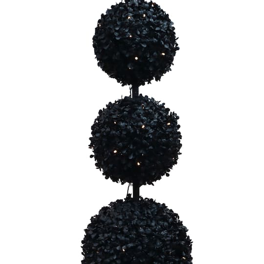 Pre-Lit Black Boxwood Ball UV Resistant Topiary by Ashland